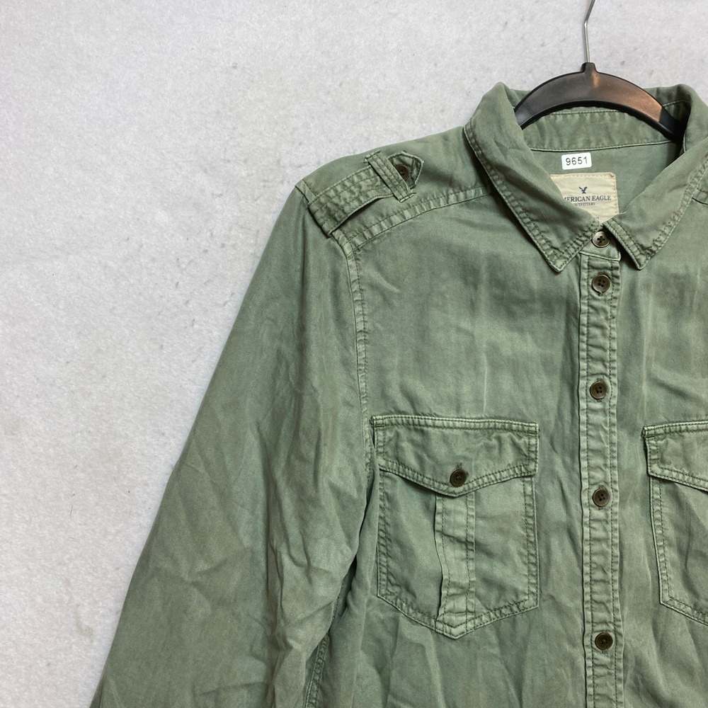 American Eagle Shirt Womens Small Olive Military Utility Button Down - Picture 5 of 10